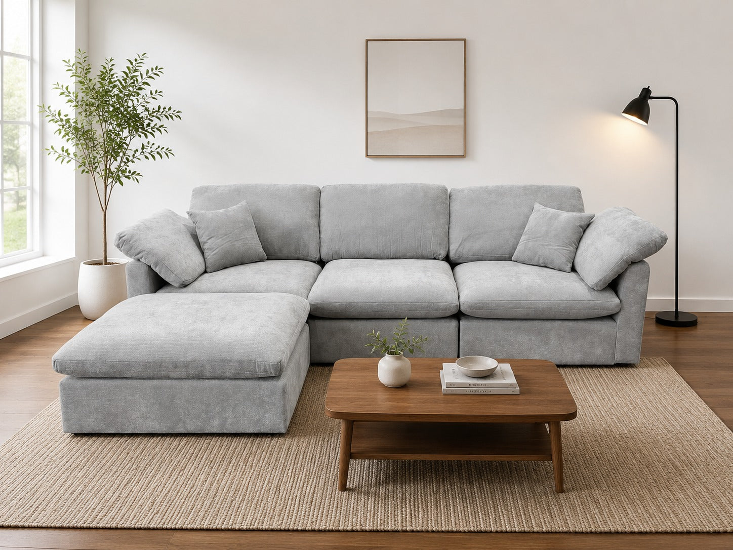 The Nest Modular 4pc Sofa Light Grey