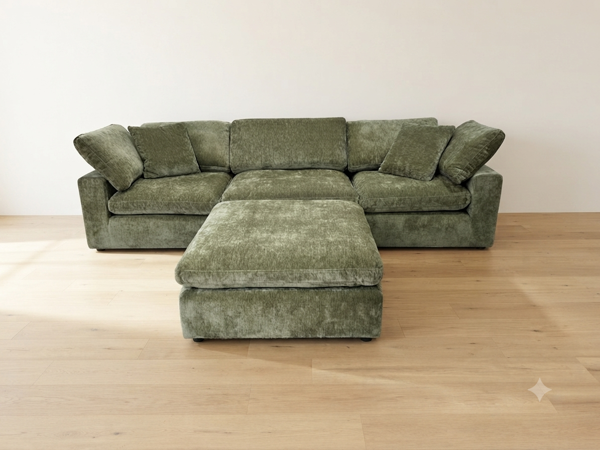 Snug Modular Sofa - Olive Green - 3pc + Ottoman