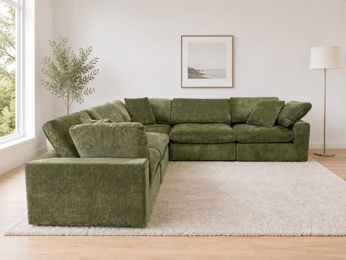 Snug Modular Sofa - Olive Green - 5pc