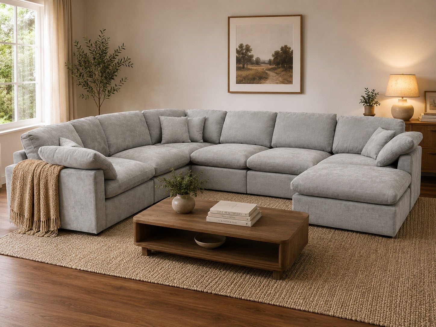 The Nest Modular Sofa 7pc Light Grey