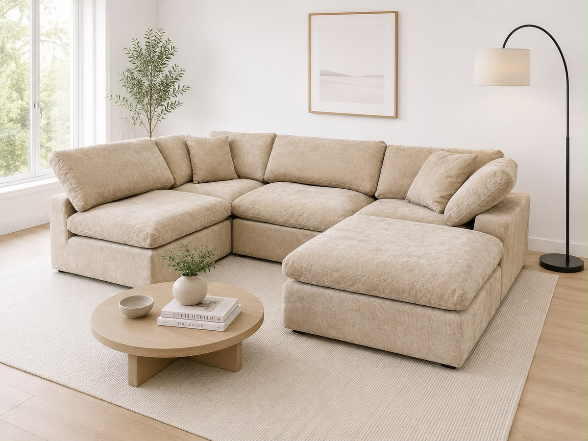 Snug Modular Sofa - Sand - 4pc + Ottoman