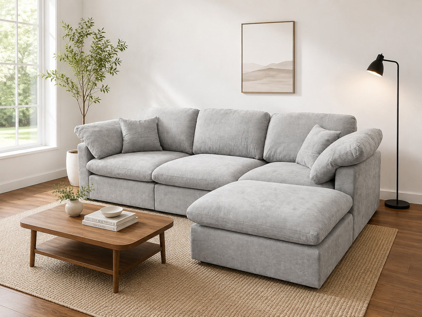 The Nest Modular 4pc Sofa Light Grey