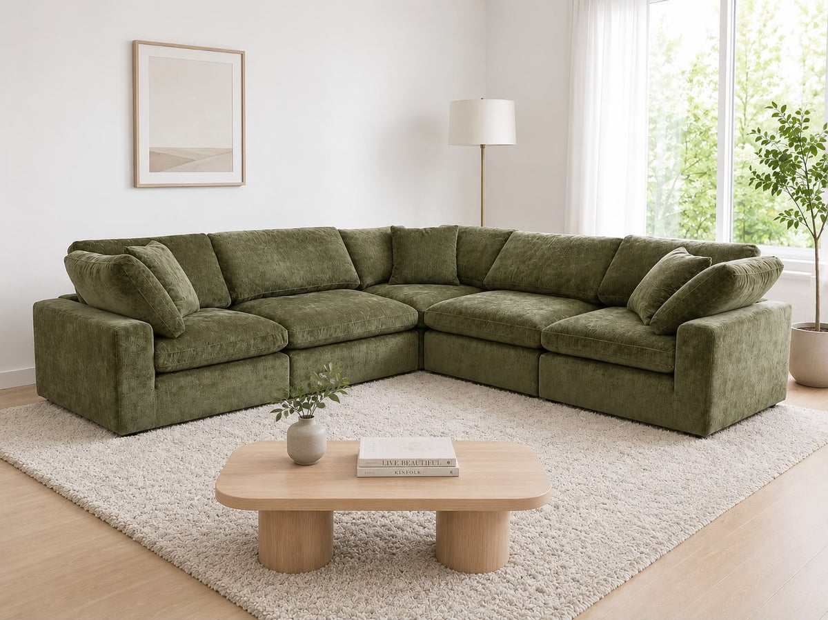 Snug Modular Sofa - Olive Green - 5pc