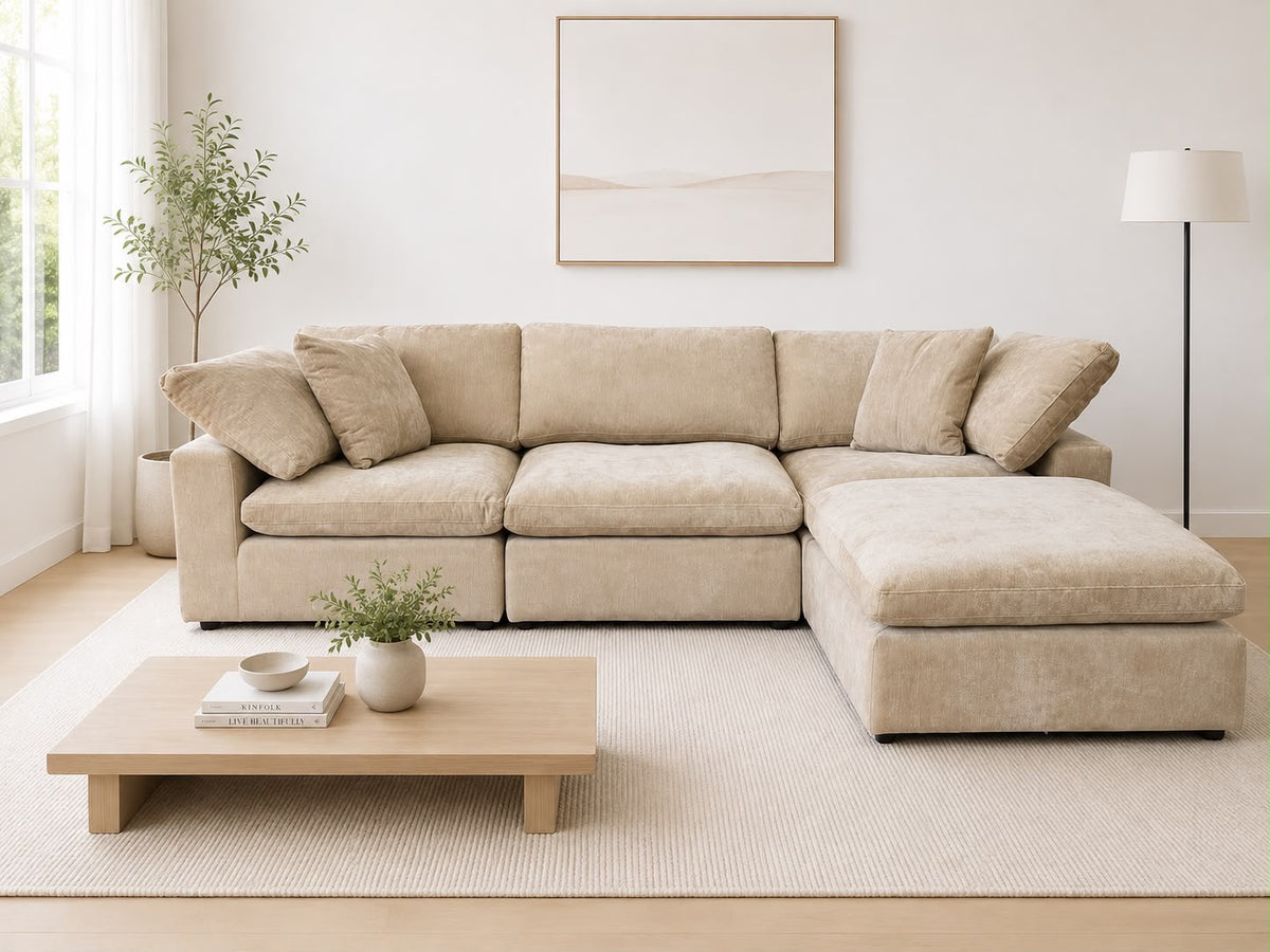 Snug Modular Sofa - Sand - 3pc + Ottoman