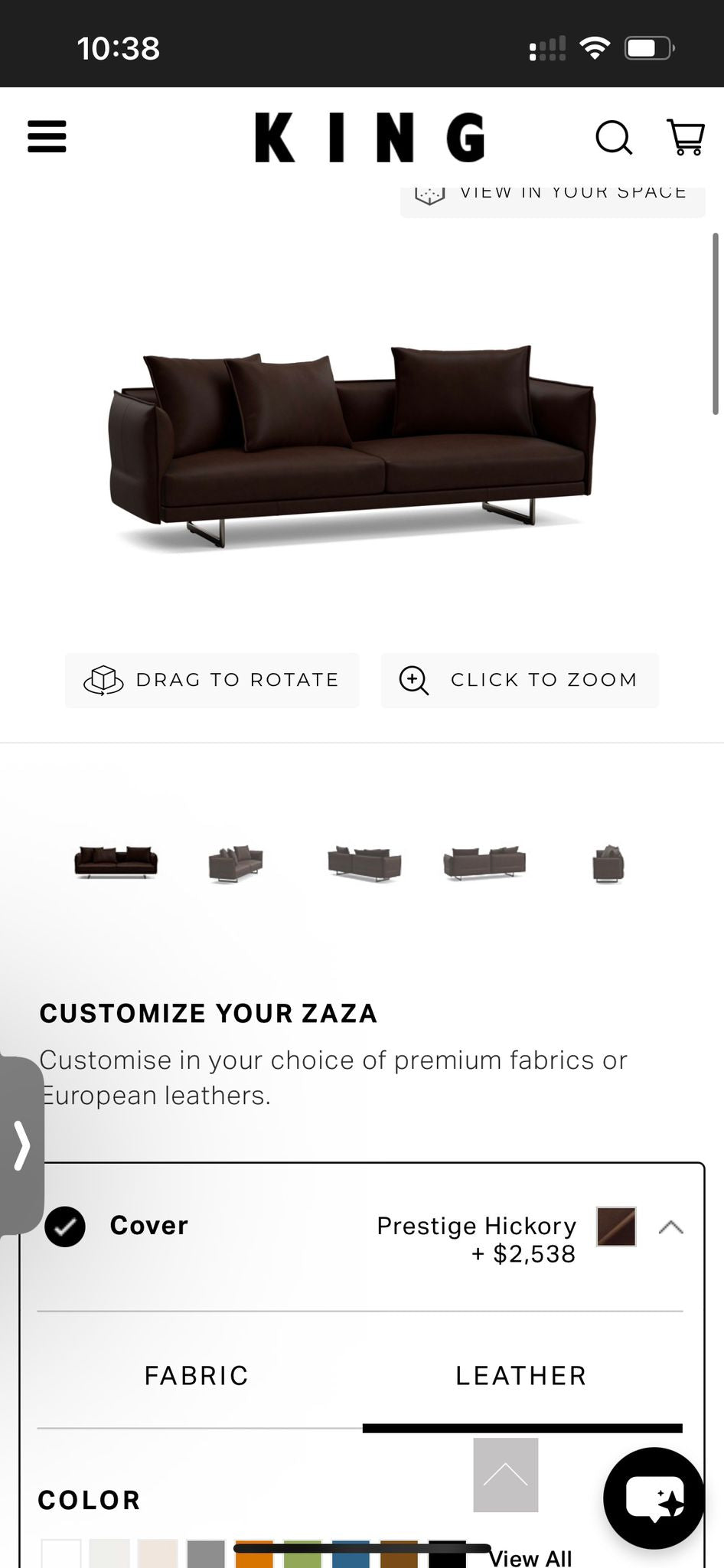 King Living Zaza Leather Sofa