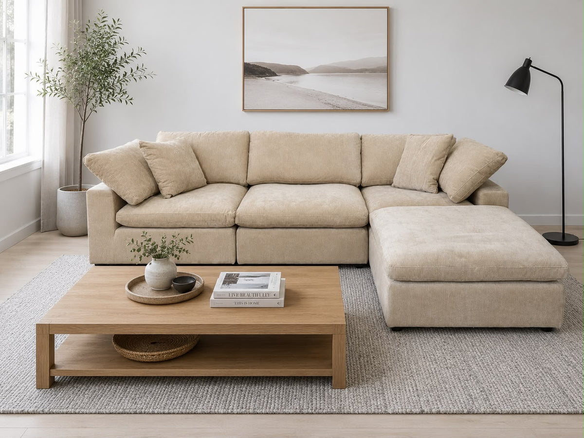 Snug Modular Sofa - Sand - 3pc + Ottoman