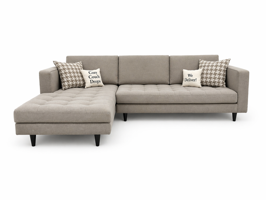 Greige Tufted Sectional Sofa