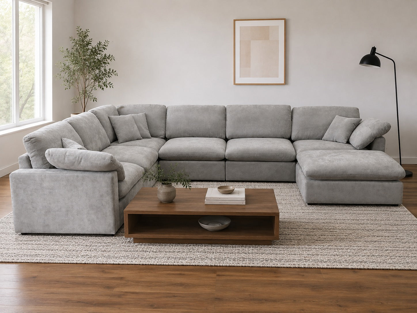 The Nest Modular Sofa 7pc Light Grey