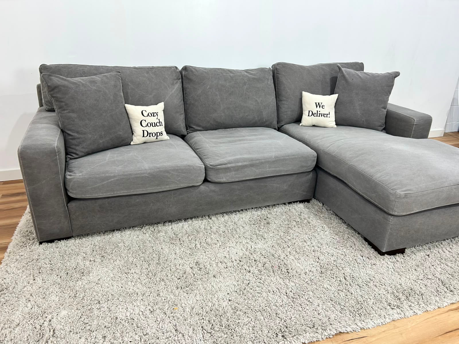 Grey Sectional Sofa 107”