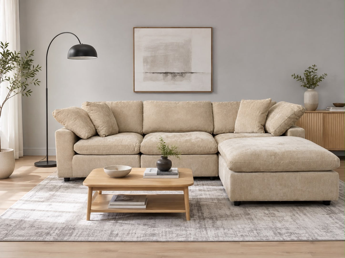 Snug Modular Sofa - Sand - 3pc + Ottoman
