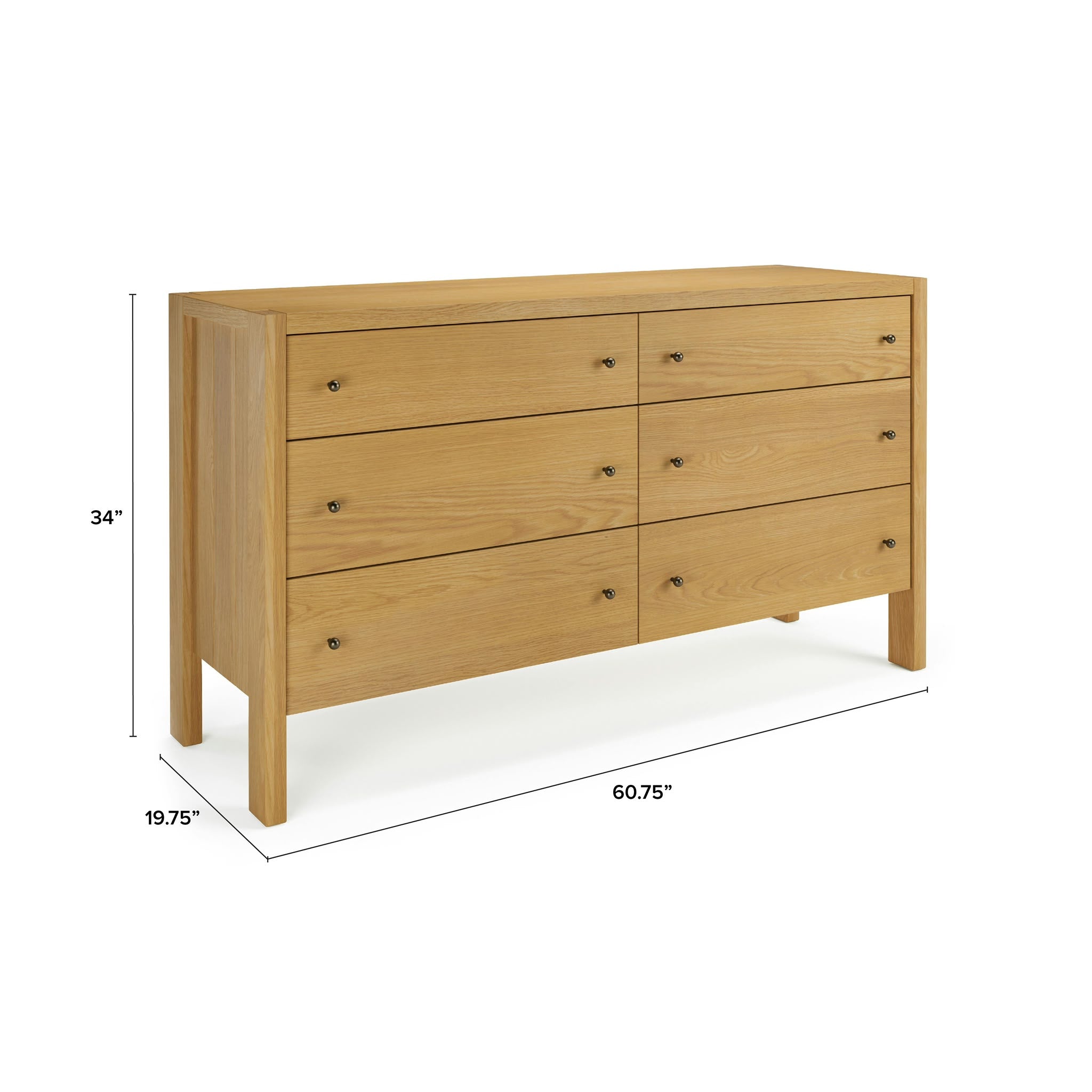 Article Cassie 6-Drawer Double Dresser - Natural Oak