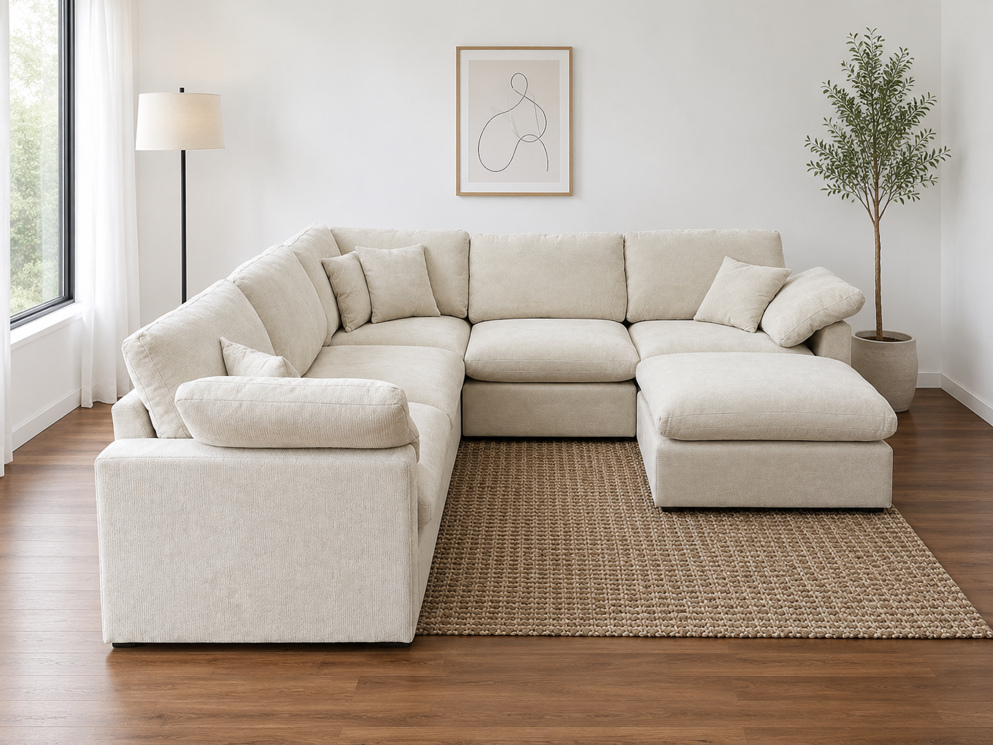 The Nest Modular Sofa 5pc + Ottoman Cream