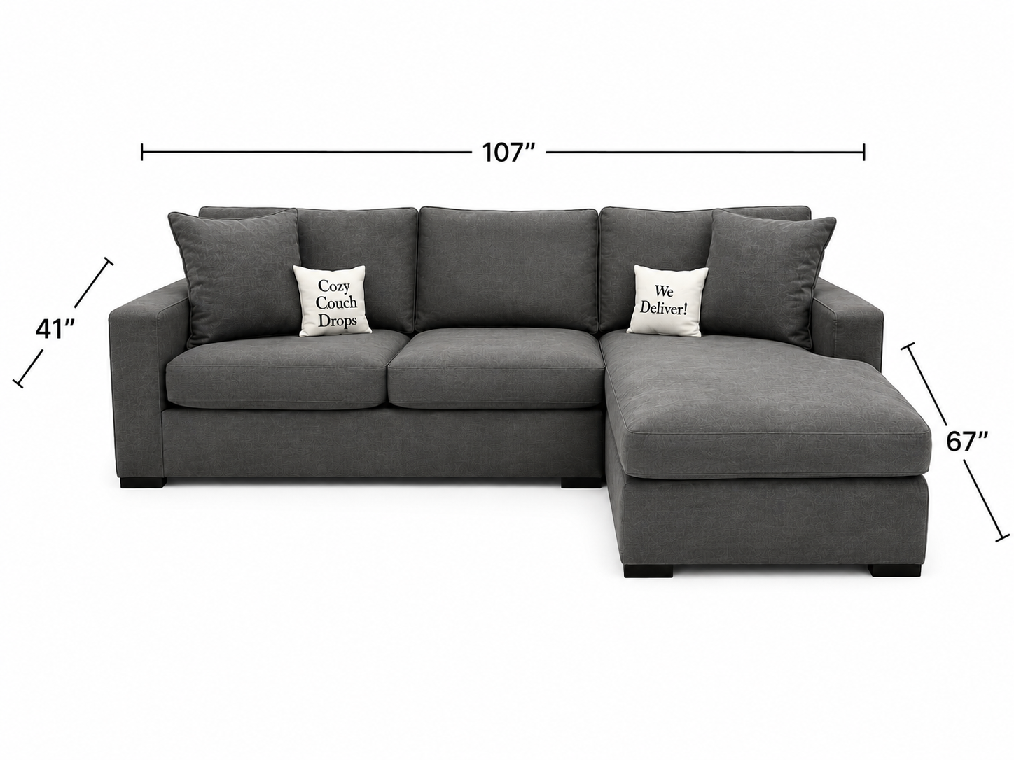 Grey Sectional Sofa 107”