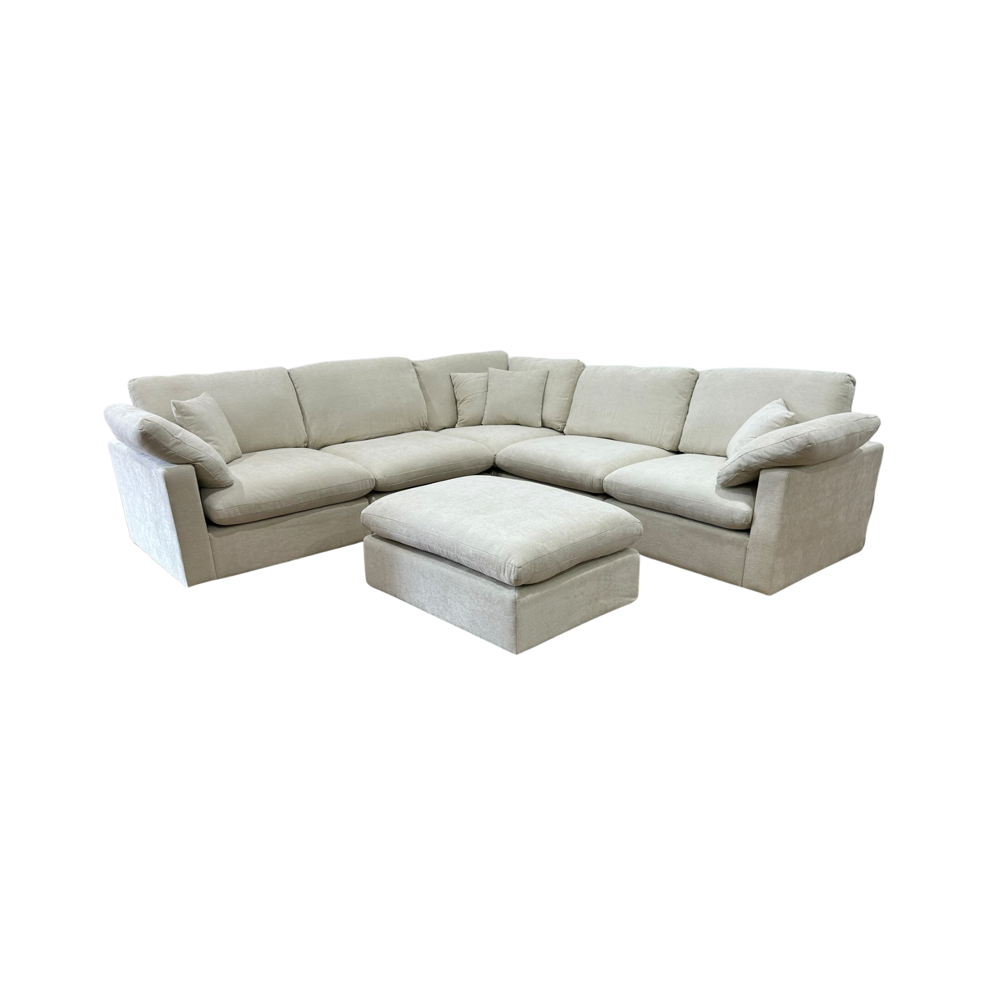 The Nest Modular Sofa 5pc + Ottoman Cream