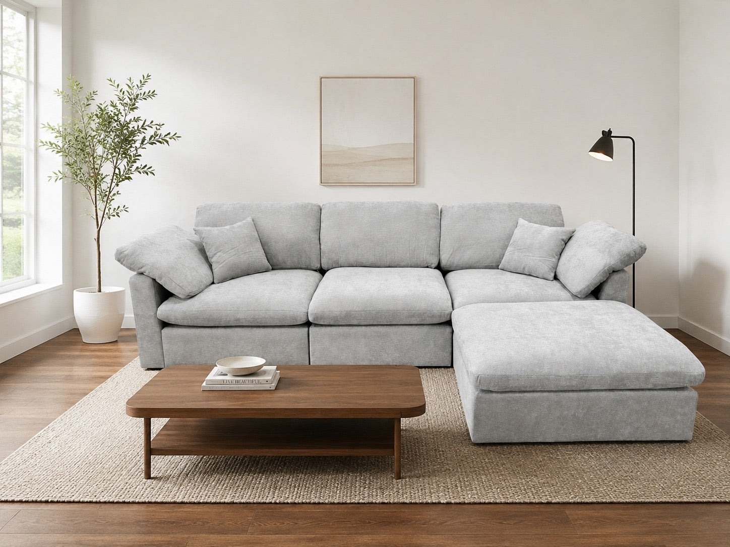 The Nest Modular 4pc Sofa Light Grey