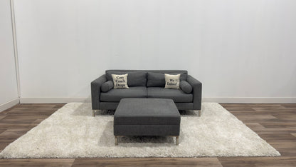 Grey 2 Seater Sofa + Ottoman