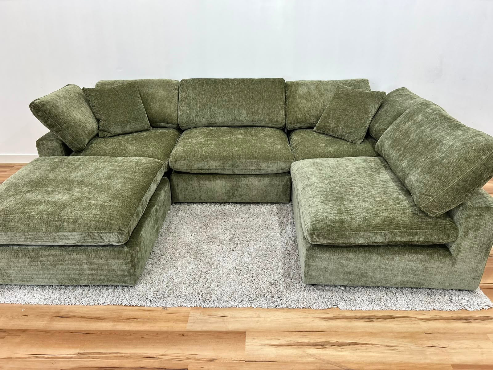 Snug Modular Sofa 4pc + Ottoman - Olive Green