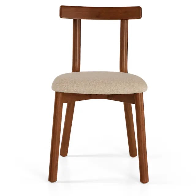 Ulka Dining Chair - Walnut And Ratine Buff