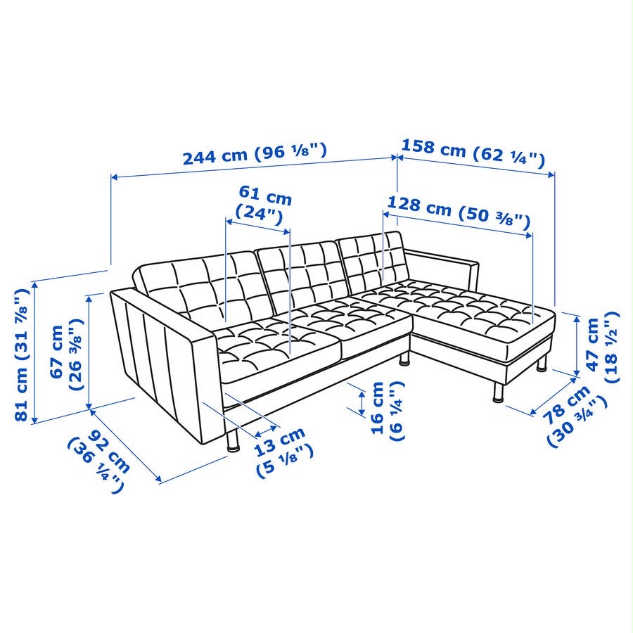 Ikea Morabo Reversible Sectional Sofa 96”