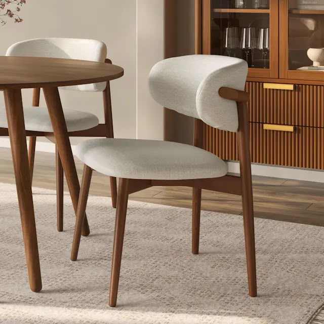 Article Odin Dining Chair - Walnut And Camelia Ivory