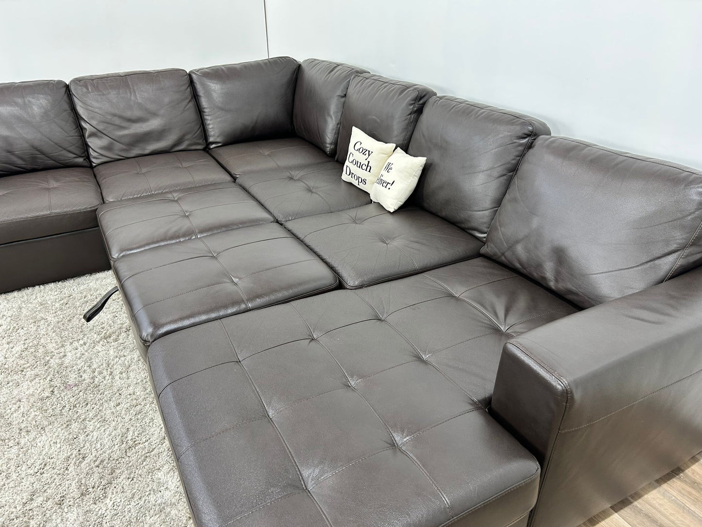The Brick Legend Leather Sleeper Sectional Sofa