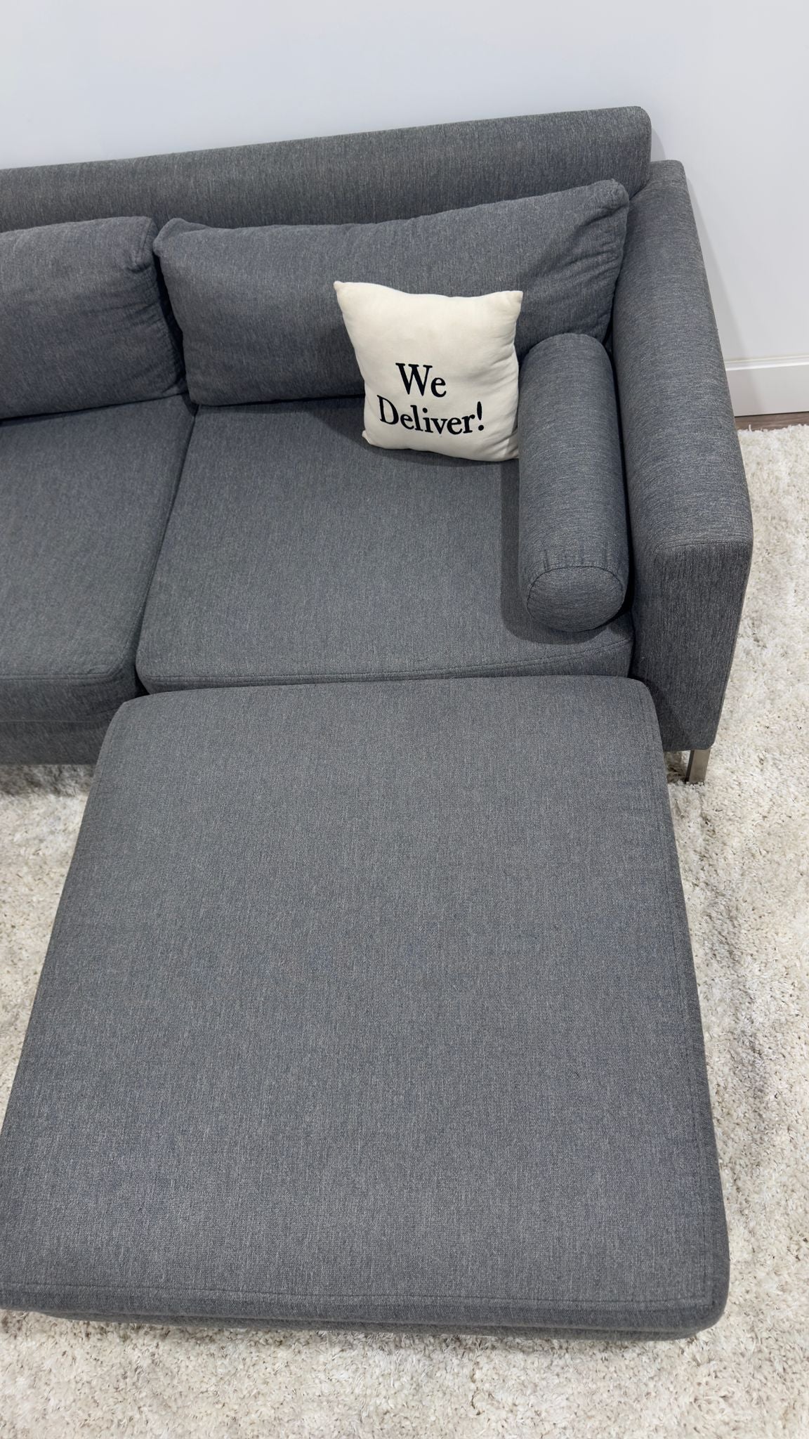 Grey 2 Seater Sofa + Ottoman
