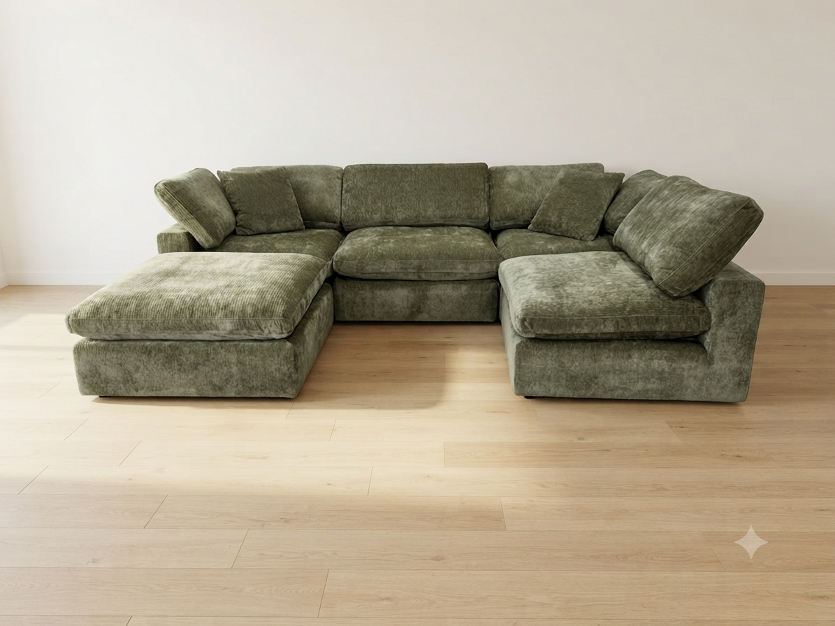 Snug Modular Sofa - Olive Green - 4pc + Ottoman