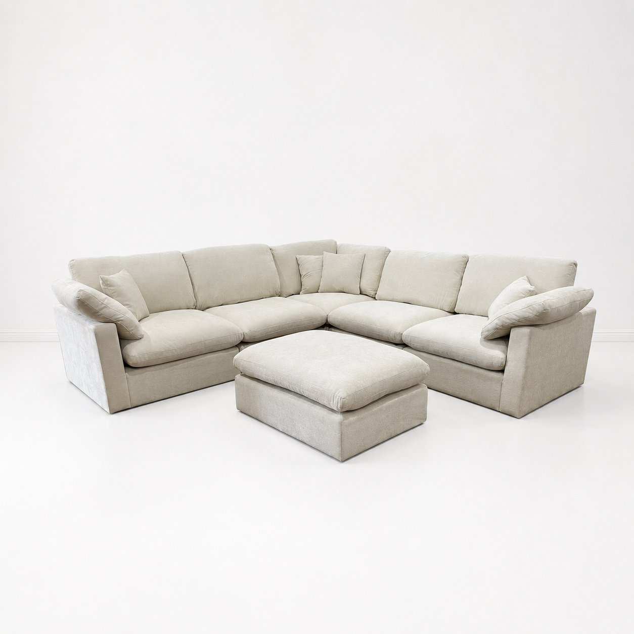 The Nest Modular Sofa 5pc + Ottoman Cream