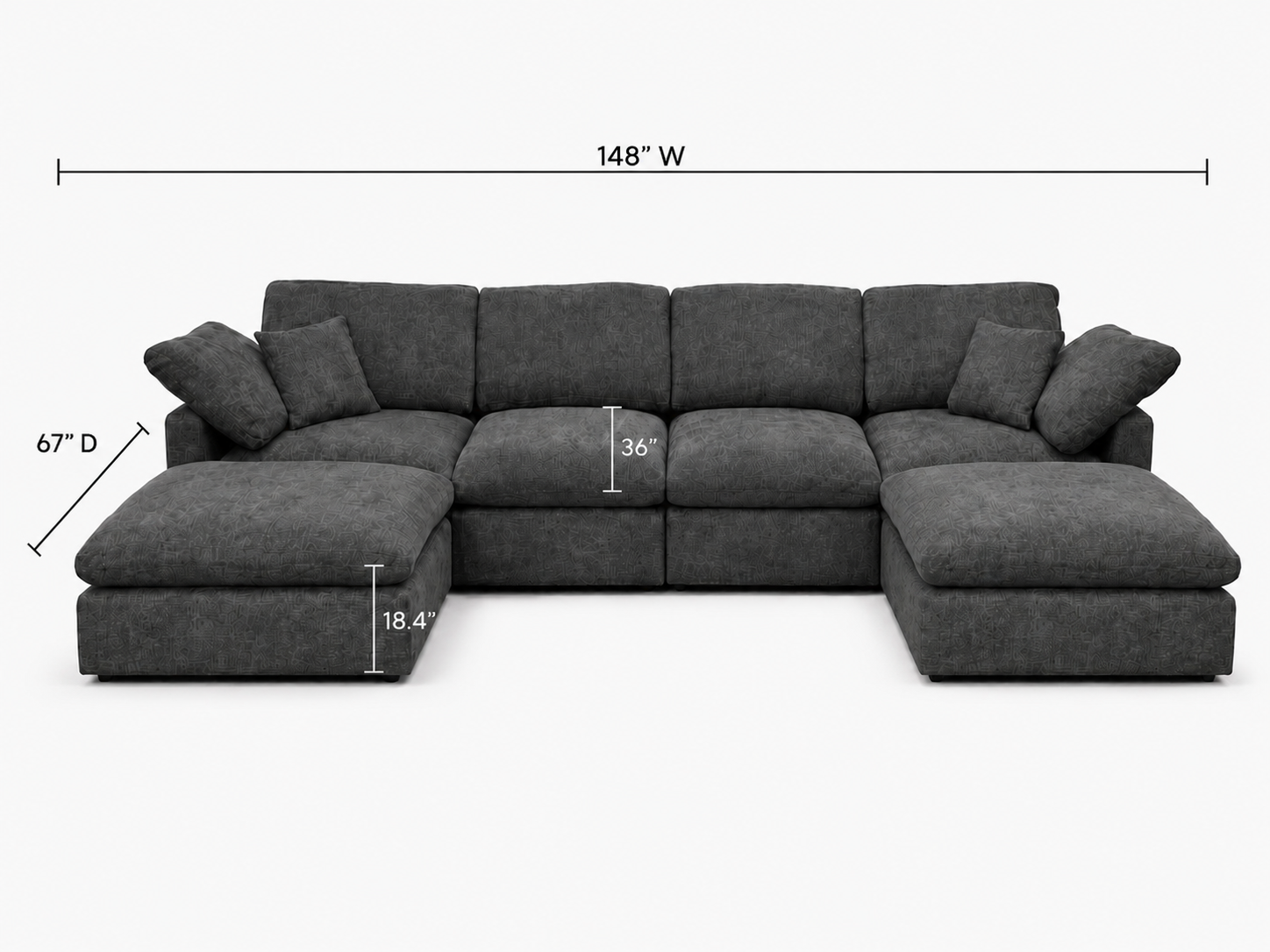 The Nest Modular Sofa 6pc Grey