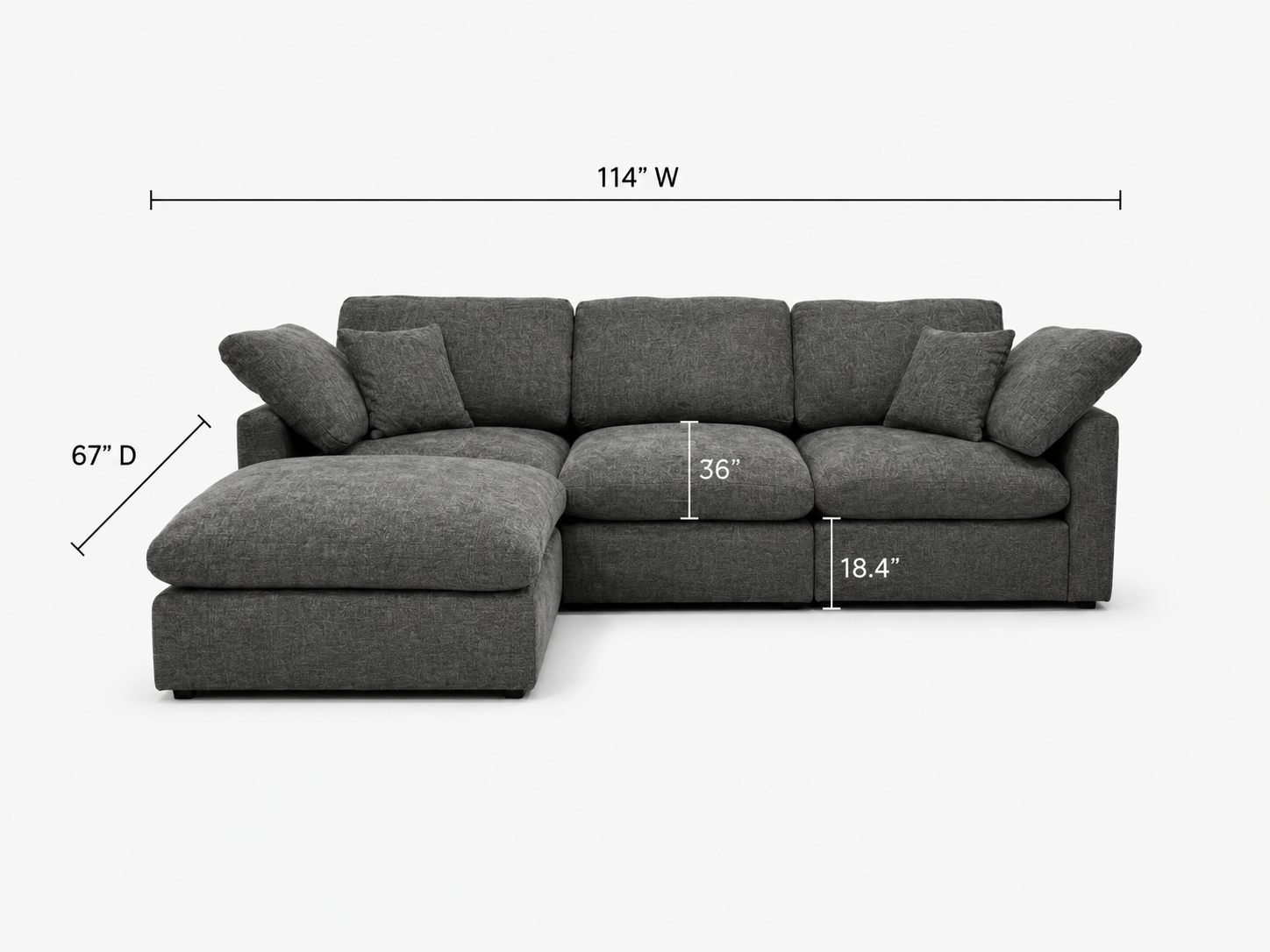 The Nest Modular Sofa 4pc Grey