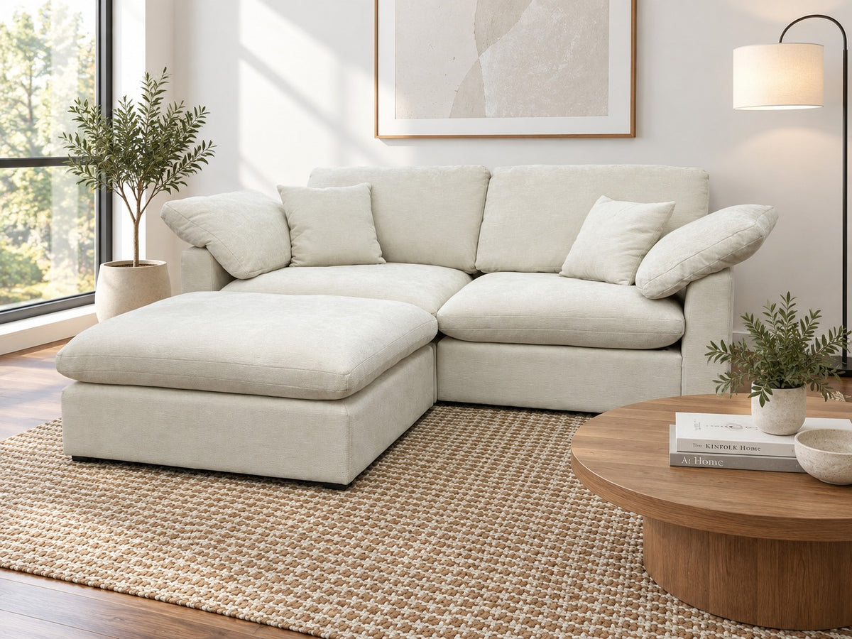Nest | Cream | Sofa | 2pc + Ottoman