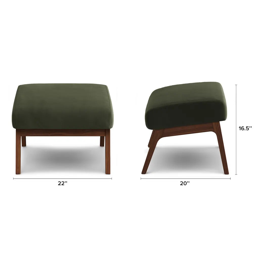 Otio 26" Velvet Lounge Chair Only - Walnut And Hale Fir Green