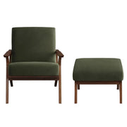 Otio 26" Velvet Lounge Chair Only - Walnut And Hale Fir Green