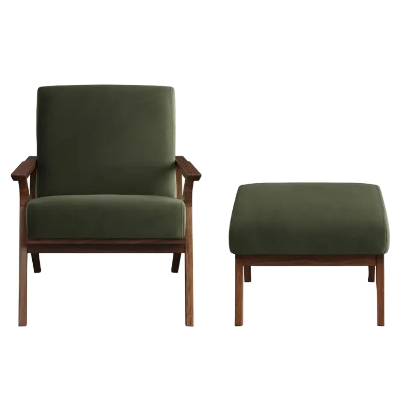 Otio 26" Velvet Lounge Chair Only - Walnut And Hale Fir Green