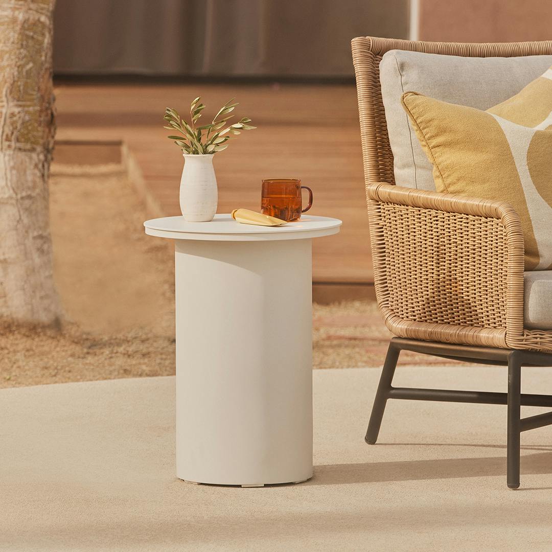 Vardo Outdoor Side Table - Oyster White
