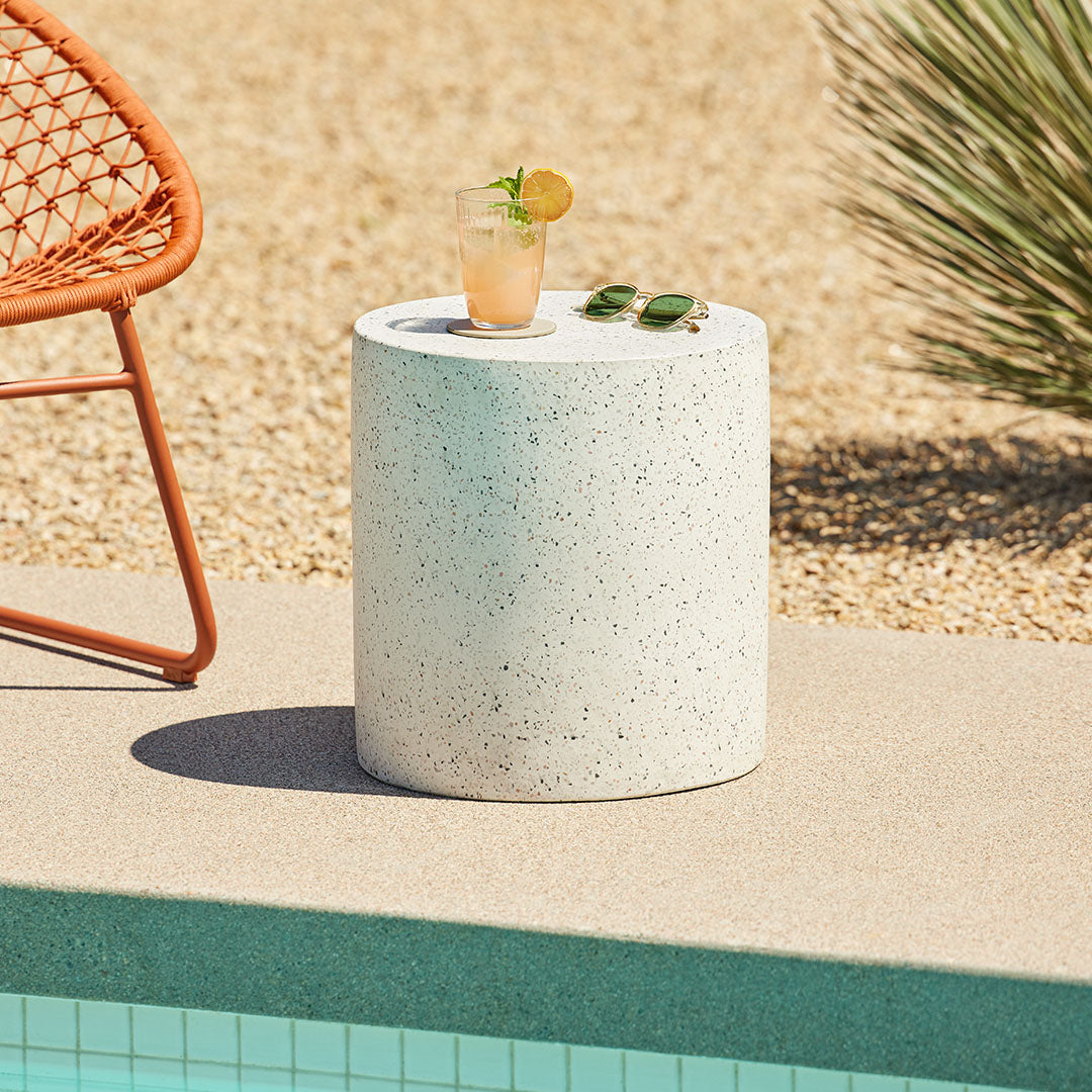 Solina Outdoor Stool - White Terrazzo