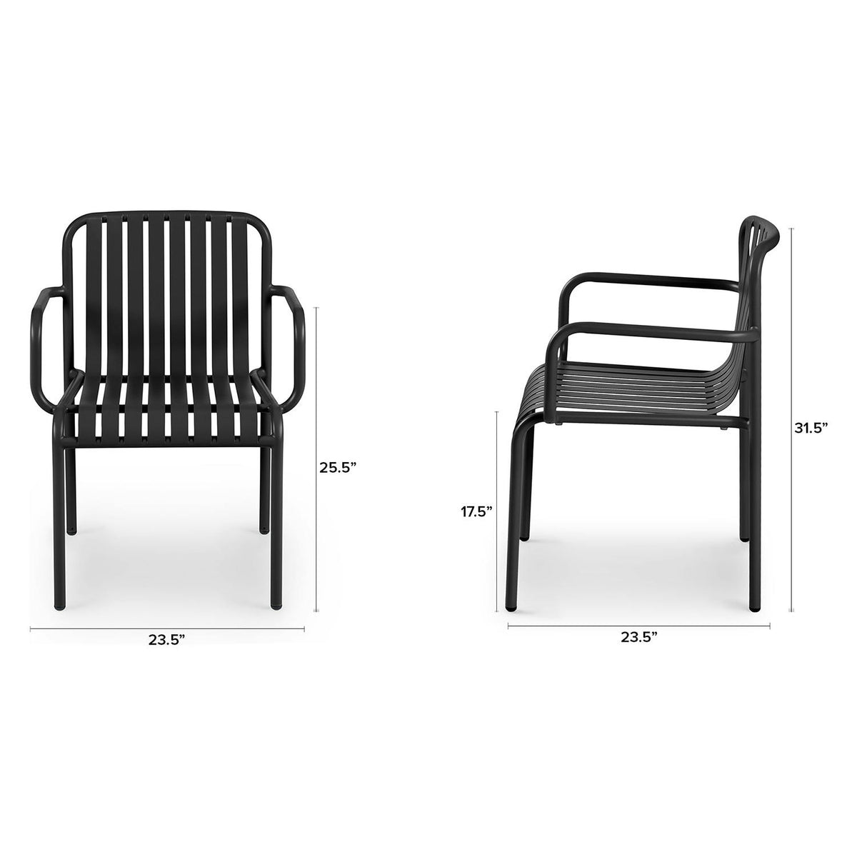 Sarek Outdoor Stackable Dining Armchair - Black