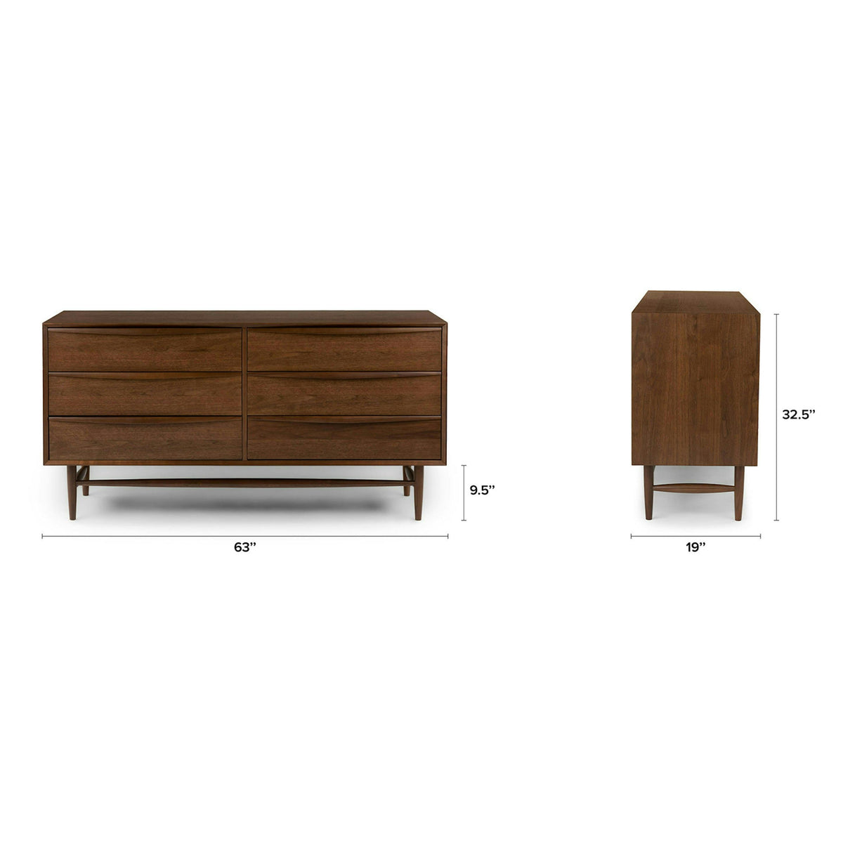 Lenia 6-Drawer Double Dresser - Walnut