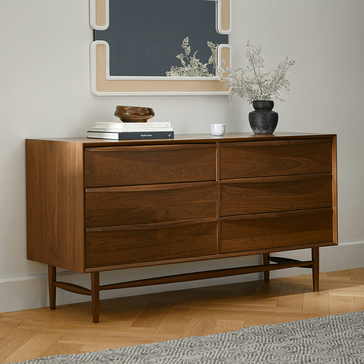 Lenia 6-Drawer Double Dresser - Walnut