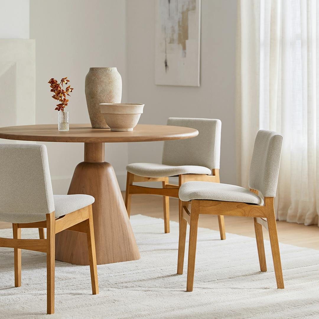 Nosh Dining Chair - Oak and Ratine Ivory
