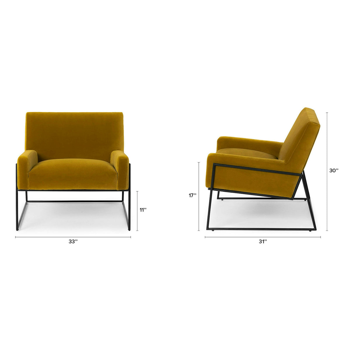 Regis 33" Velvet Lounge Chair - Yarrow Gold