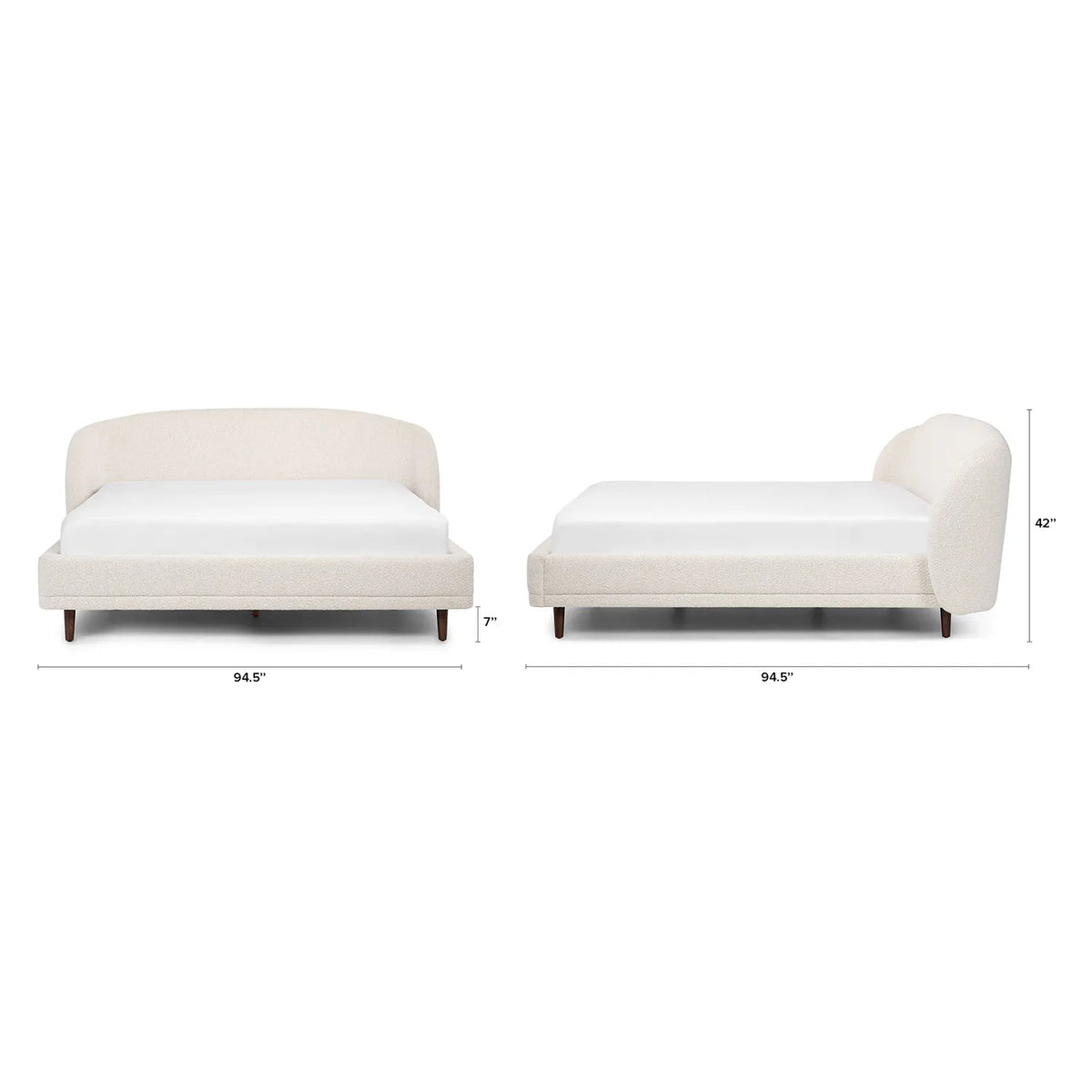 Kayra King Upholstered Bed - Ivory Bouclé