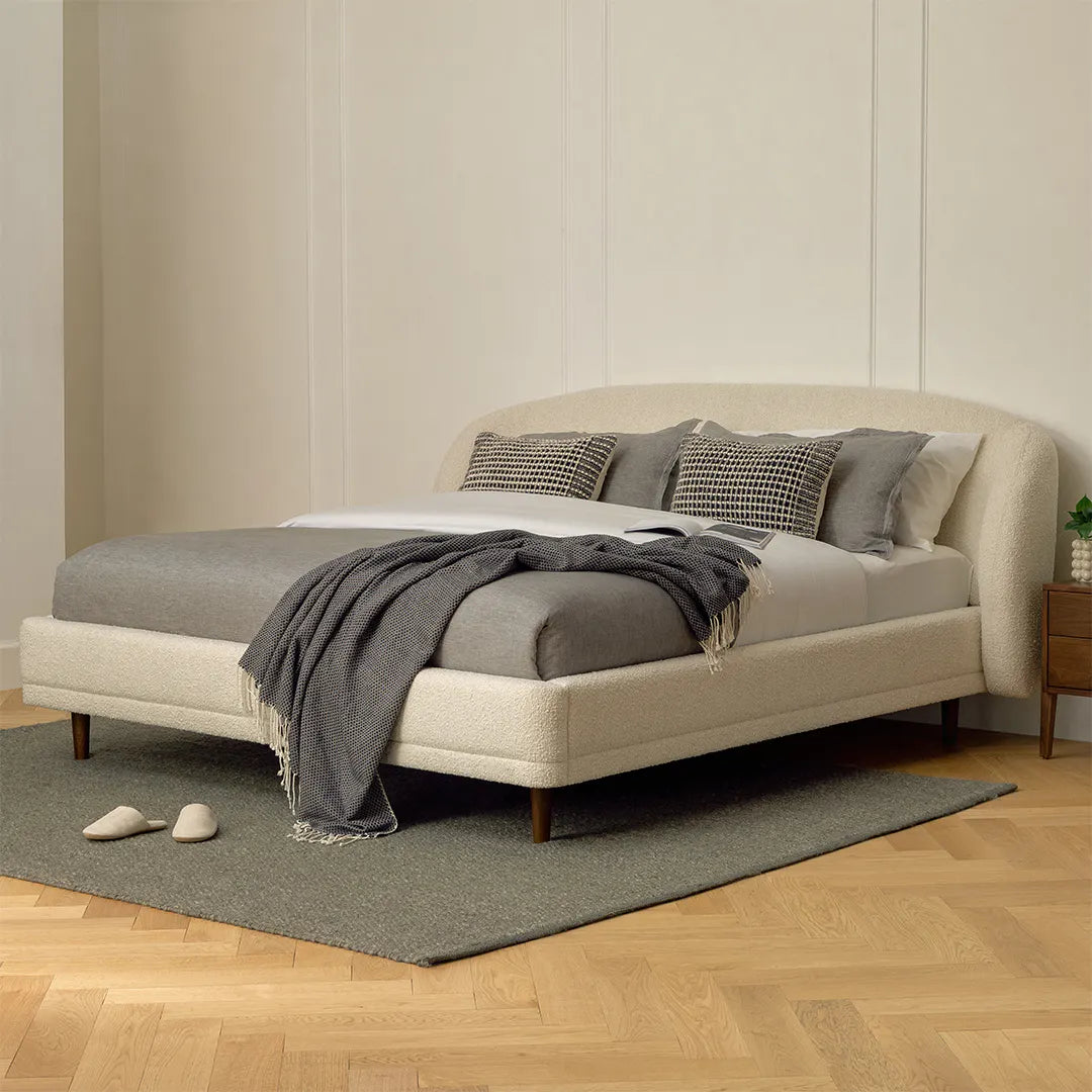 Kayra King Upholstered Bed - Ivory Bouclé