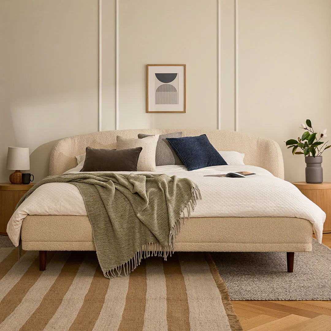 Kayra King Upholstered Bed - Ivory Bouclé