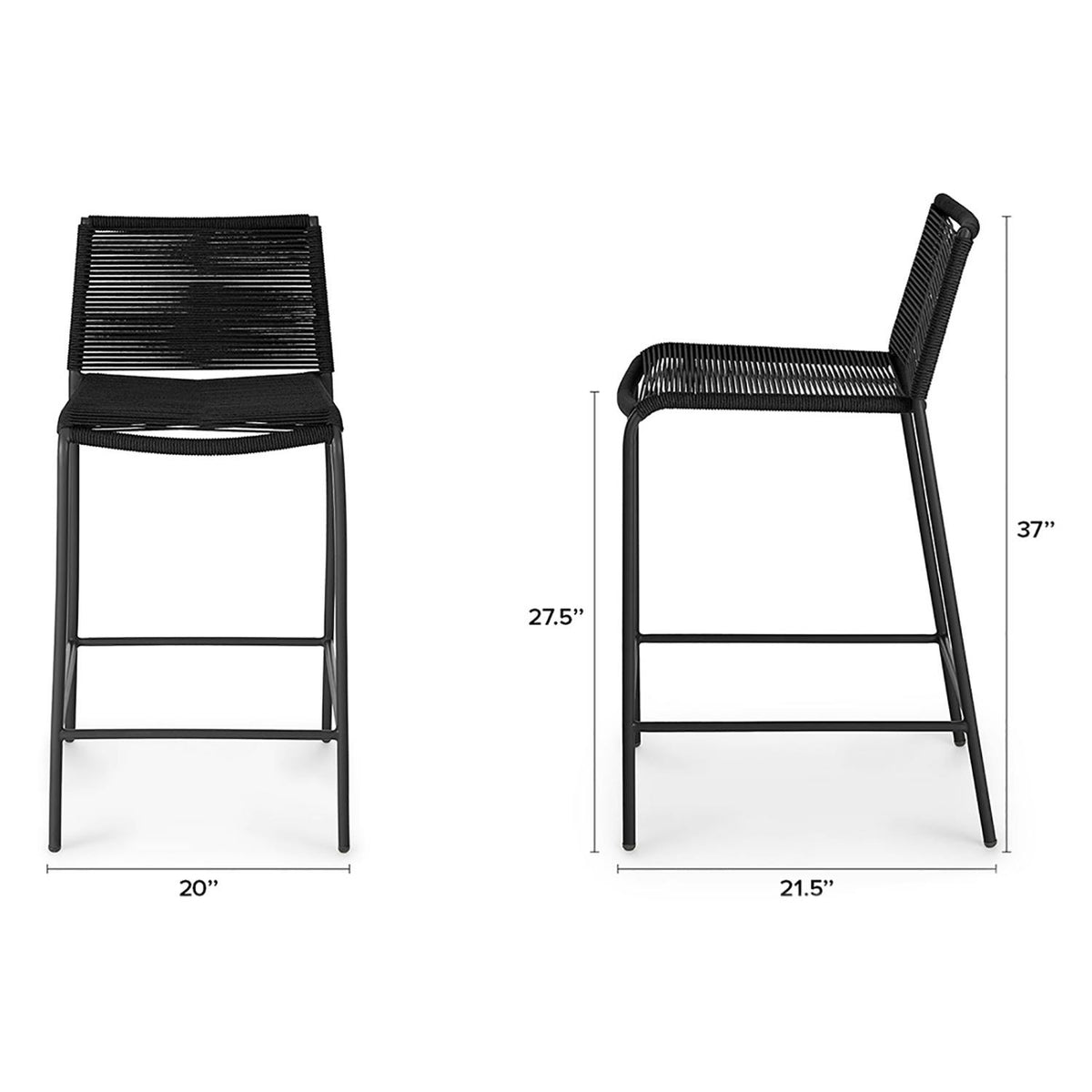 Zina Outdoor Counter Stool - Ember Black