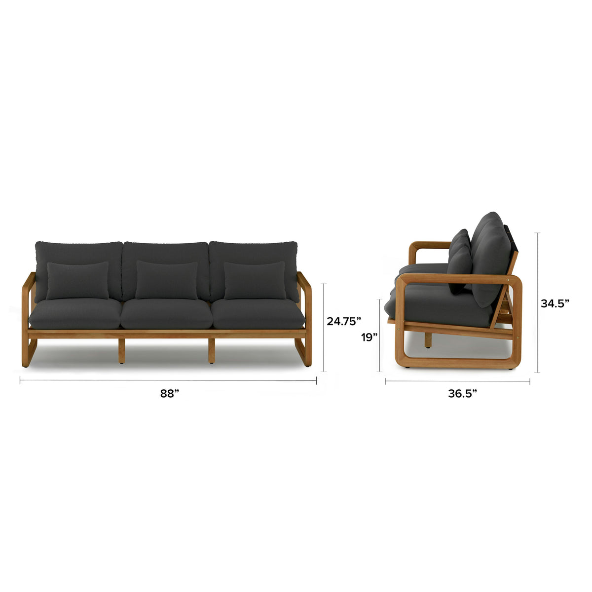 Laholm 88" Outdoor Sofa - Dravite Black
