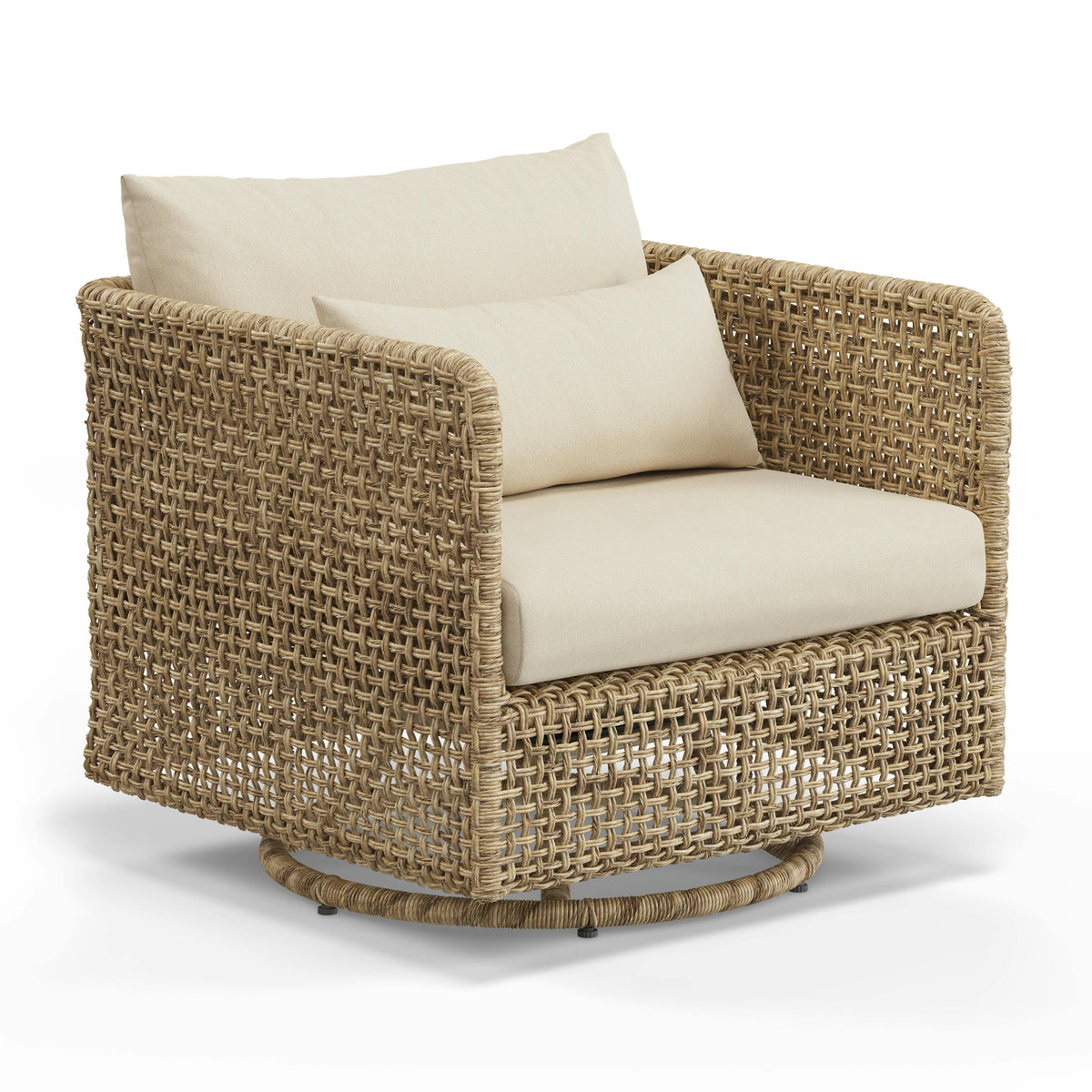 Robbi 32.5" Outdoor Swivel Chair - Dravite Ivory