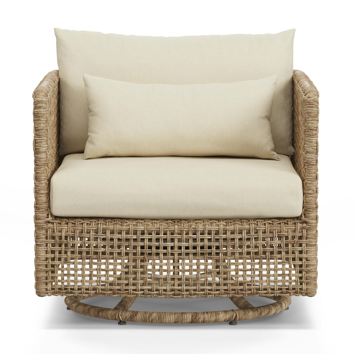 Robbi 32.5" Outdoor Swivel Chair - Dravite Ivory