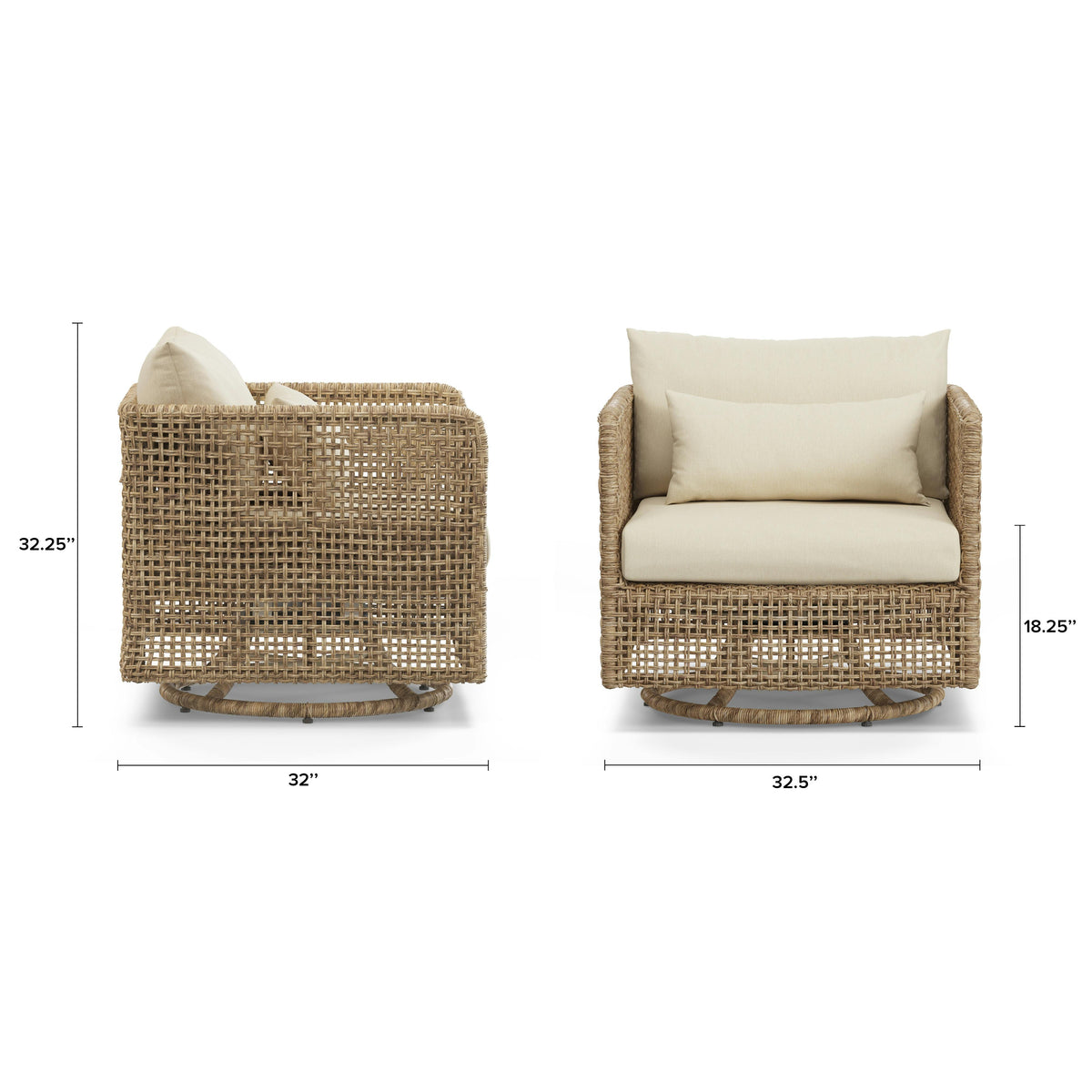 Robbi 32.5" Outdoor Swivel Chair - Dravite Ivory