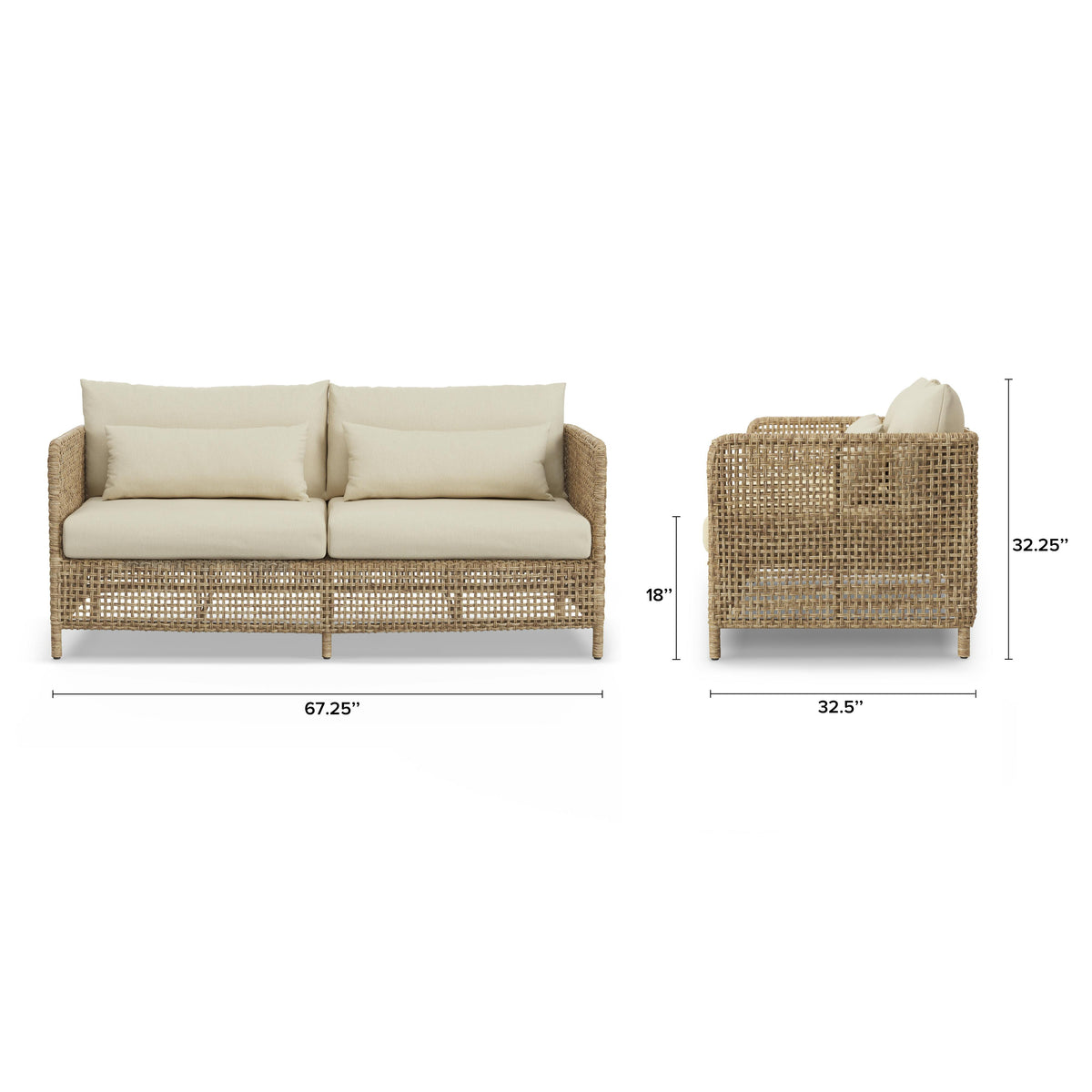 Robbi 67.25" Outdoor Loveseat - Dravite Ivory